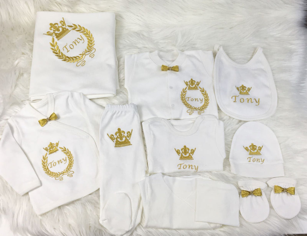 10 Pieces Embroidered Gold Set - Baby Essentially
