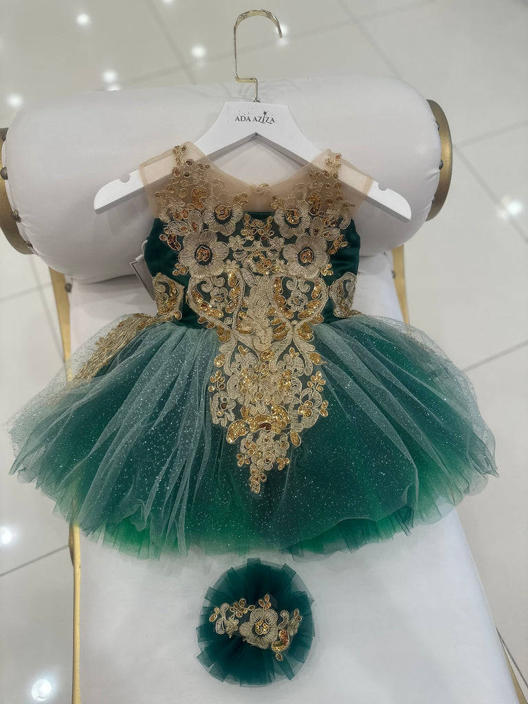 Gianna Dress Emerald Green - Baby Essentially