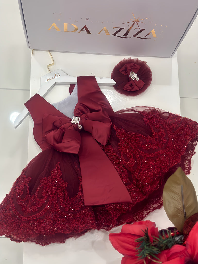 Alana  Dress Burgundy - Baby Essentially