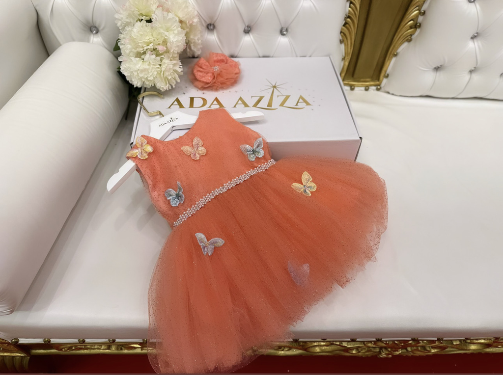 Butterfly dress Salmon - Baby Essentially