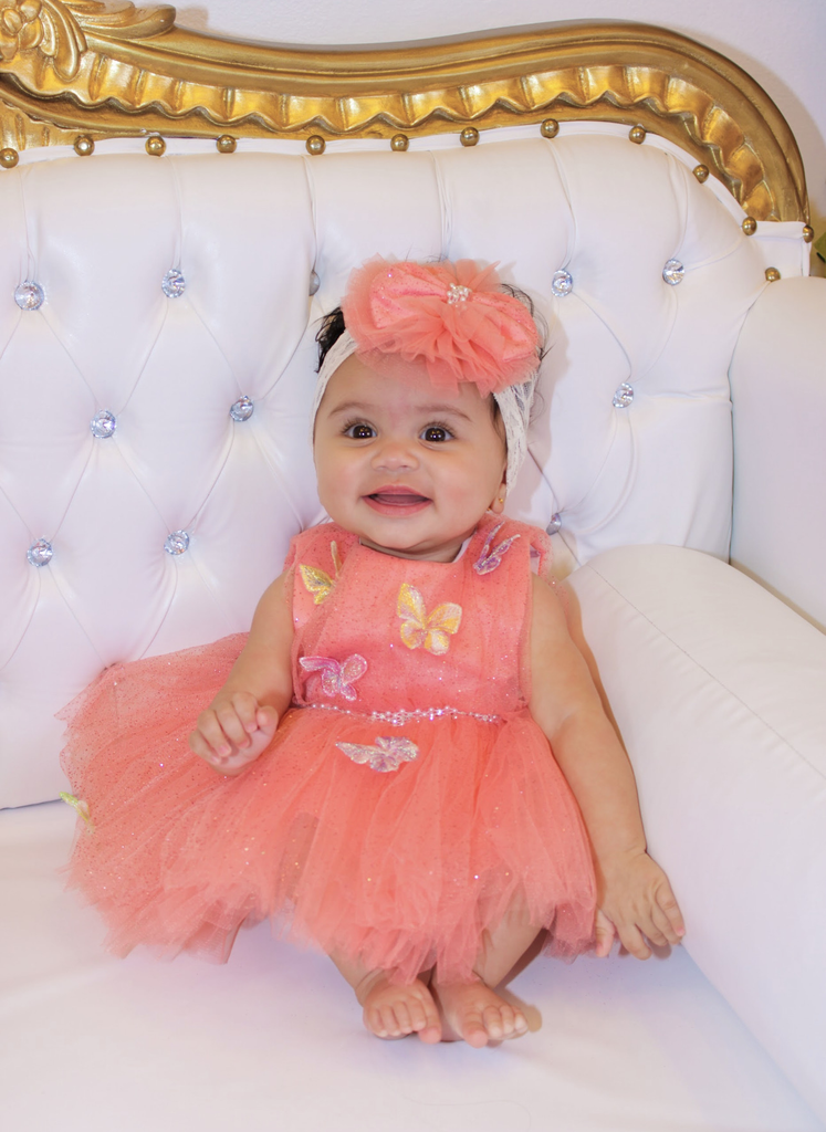 Butterfly dress Salmon - Baby Essentially