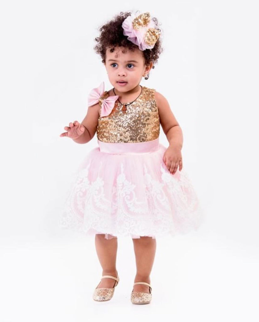 Alana Dress Blush & Gold - Baby Essentially