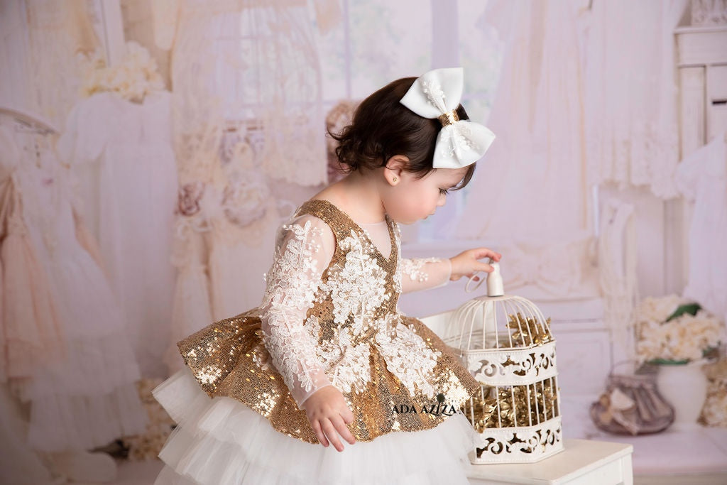 Sabrina Dress Gold - Baby Essentially