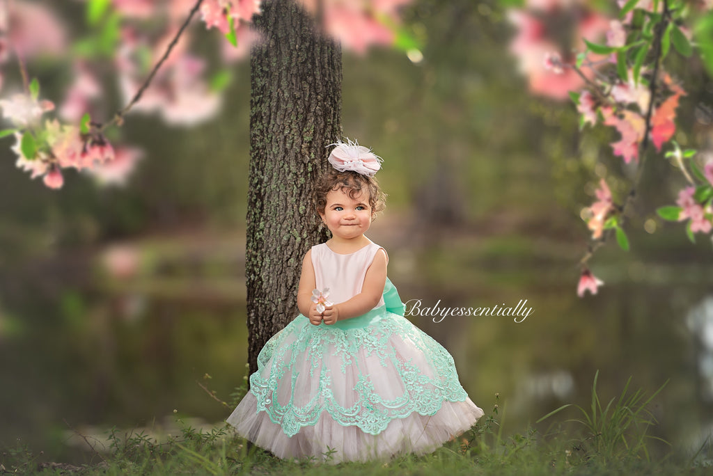 Mindy  Dress Mint & Pink - Baby Essentially