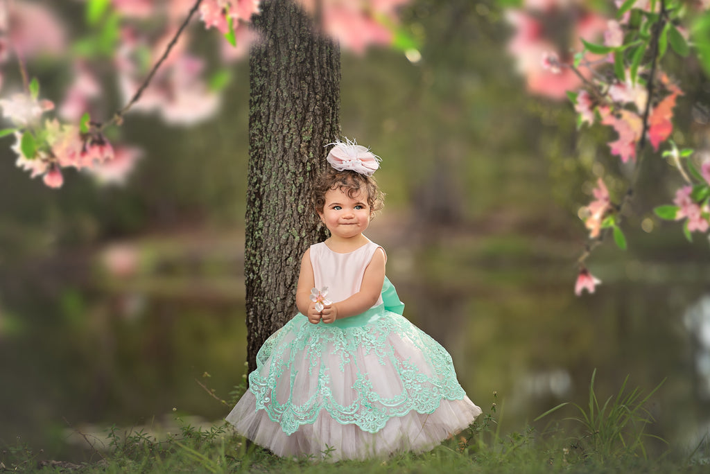 Mindy  Dress Mint & Pink - Baby Essentially