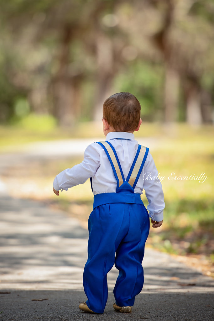Prince William Tux Royal Blue & Gold - Baby Essentially
