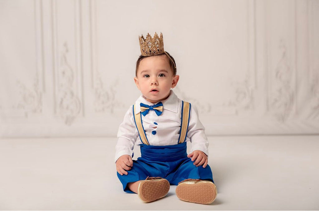 Prince William Tux Royal Blue & Gold - Baby Essentially