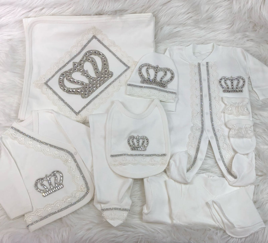 10 Pieces Baby White  Large Crown - Baby Essentially