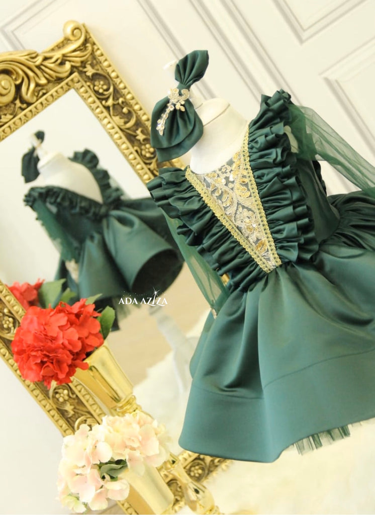 Sasha Dress EMERALD - Baby Essentially