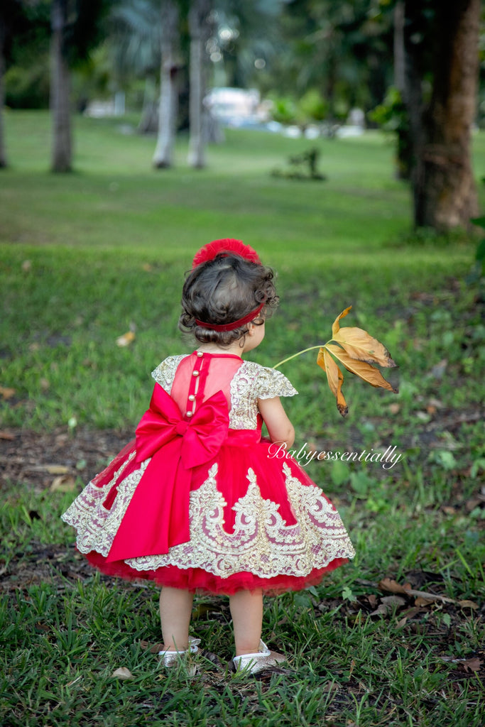 Esmeralda Dress Short  Red - Baby Essentially