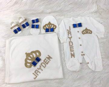 5 Pieces Gold & Blue  Set - Baby Essentially