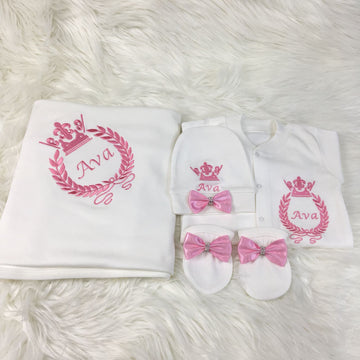 4  Pieces Embroidery Pink - Baby Essentially