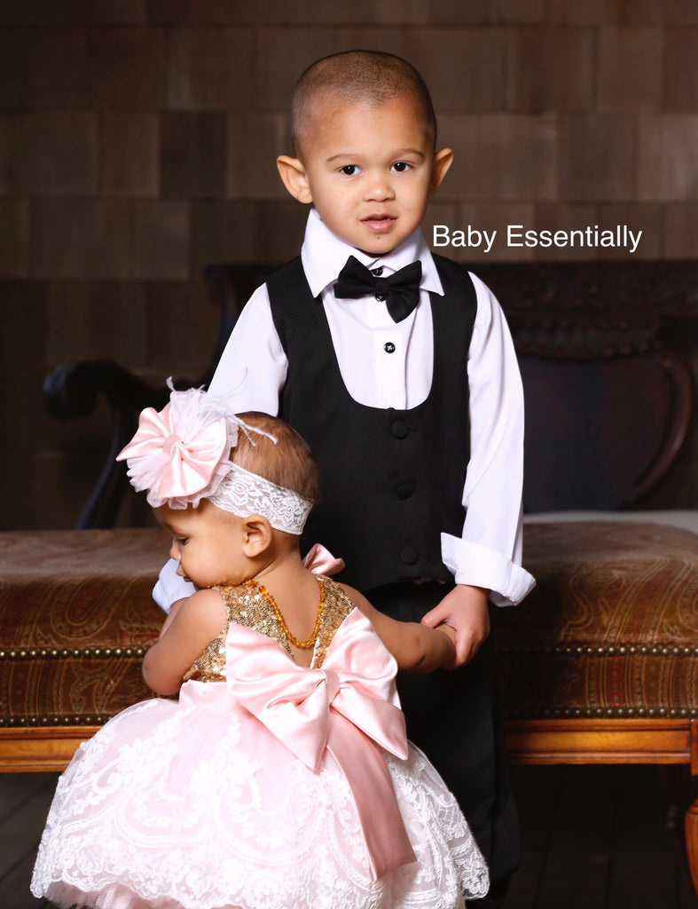 Alana Dress Blush & Gold - Baby Essentially