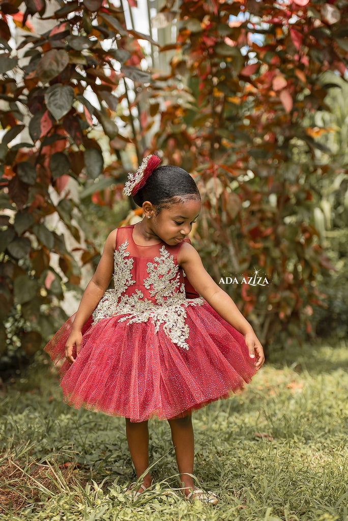 Gianna Dress Burgundy - Baby Essentially