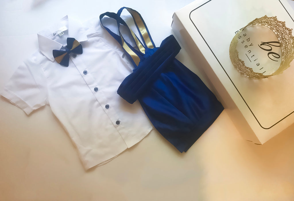 Prince William Tux Royal Blue & Gold Shorts - Baby Essentially