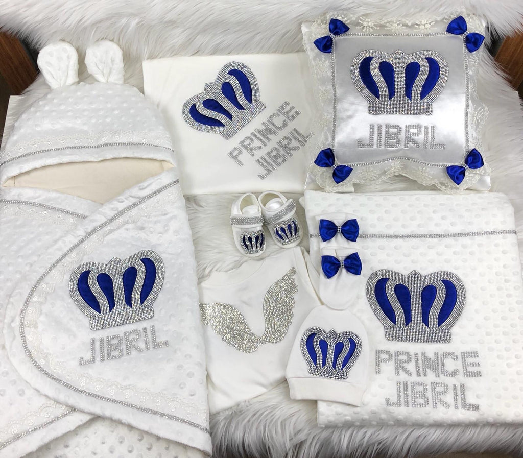 8 Pieces Royal Blue Angel Wings Set - Baby Essentially