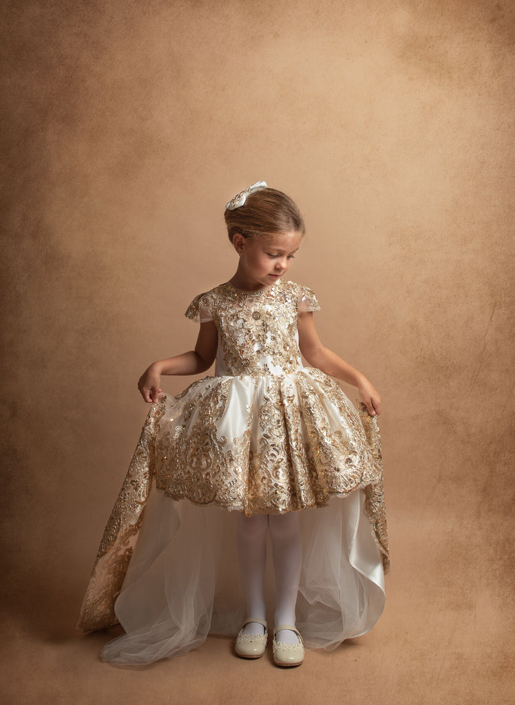 Jasmine  Dress Custom High Low White - Baby Essentially