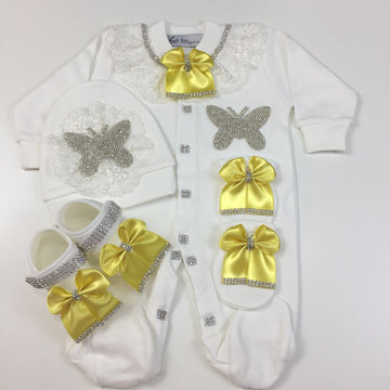 4  Pieces Princess Set Yellow Butterfly - Baby Essentially