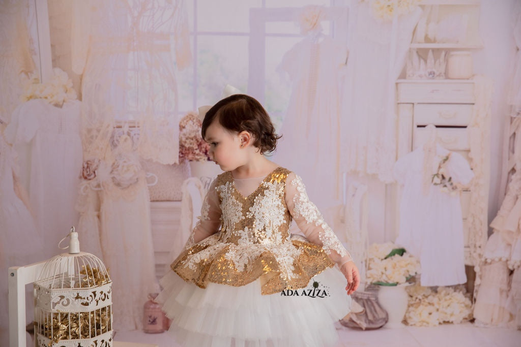 Sabrina Dress Gold - Baby Essentially