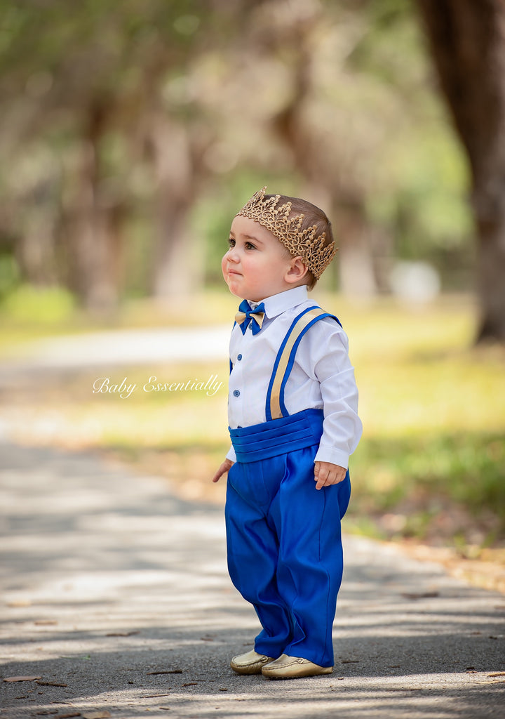 Prince William Tux Royal Blue & Gold - Baby Essentially