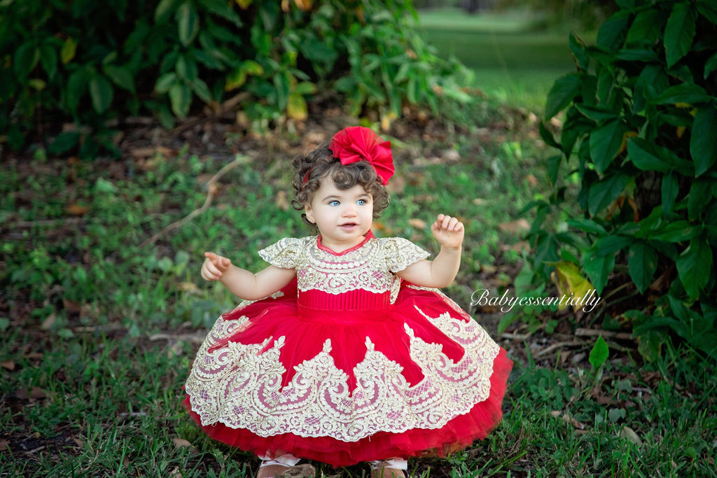 Esmeralda Dress Short  Red - Baby Essentially