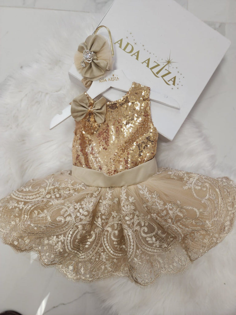 Alana  Dress Gold - Baby Essentially
