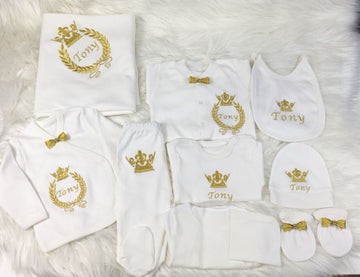 10 Pieces Embroidered Gold Set - Baby Essentially