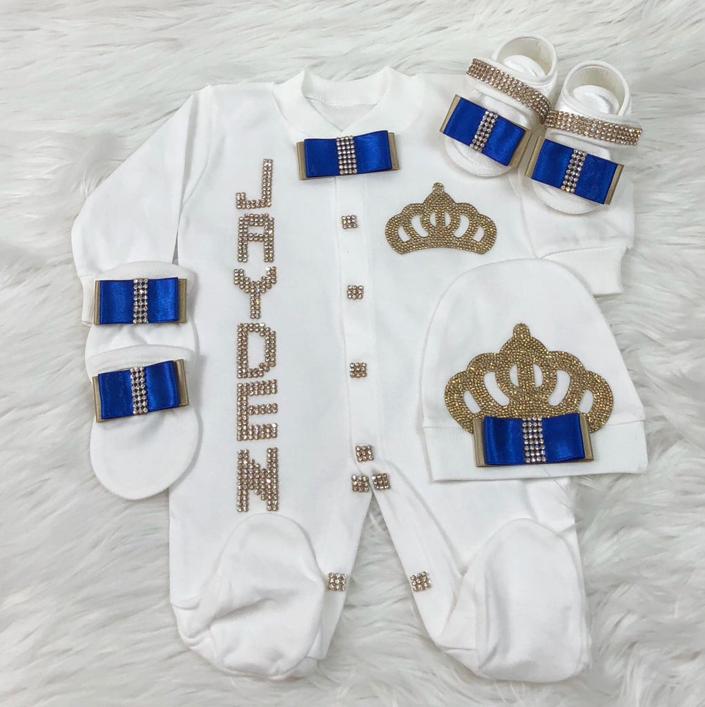 4  Pieces Gold & Blue  Set - Baby Essentially