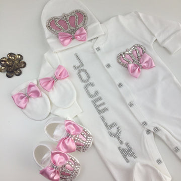 4  Pieces Princess Set Pink Crown - Baby Essentially