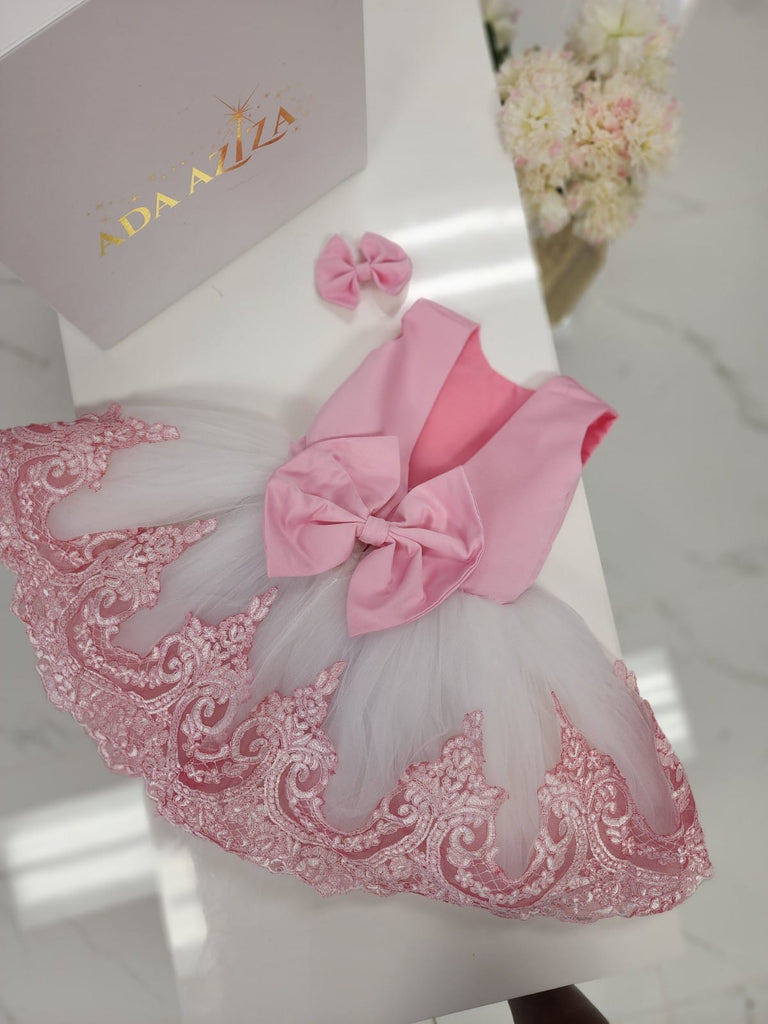 Alana  Dress White Pink - Baby Essentially