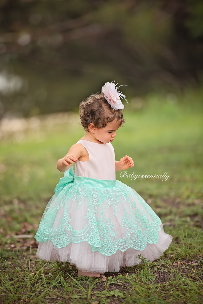 Mindy  Dress Mint & Pink - Baby Essentially