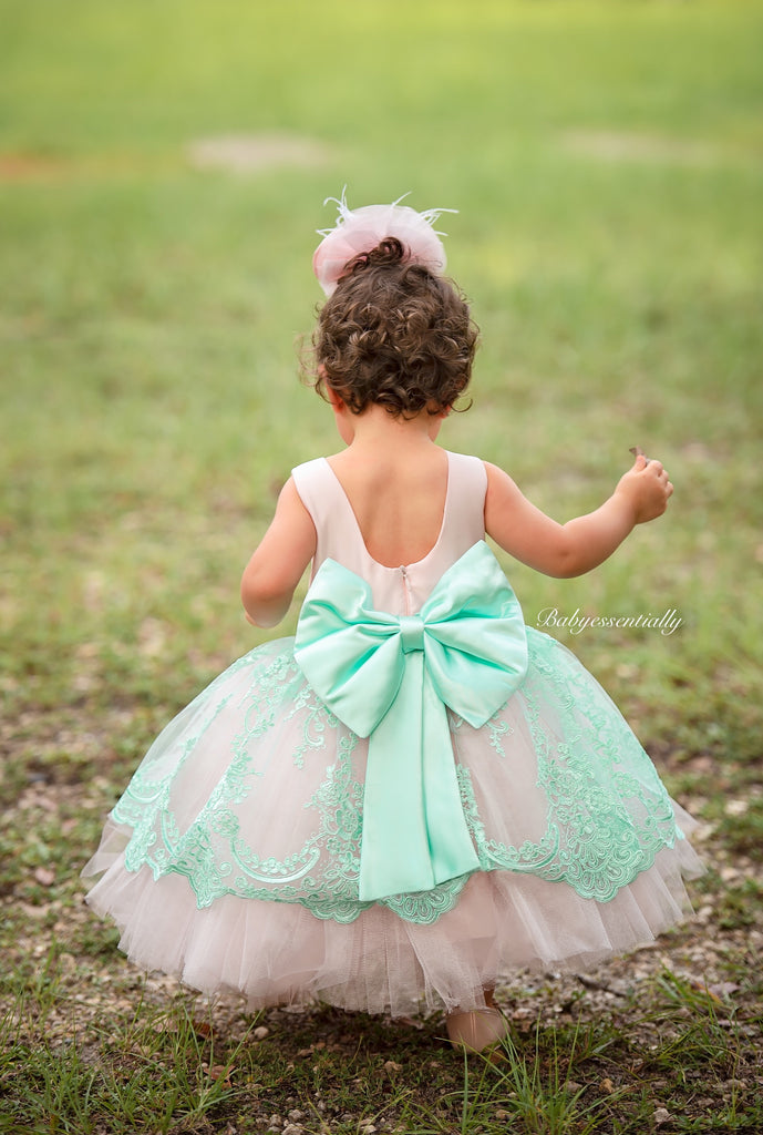 Mindy  Dress Mint & Pink - Baby Essentially