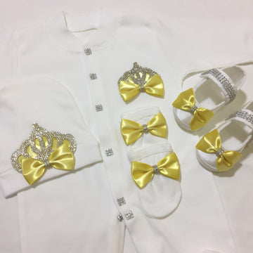 4  Pieces Royal Set Yellow Princess - Baby Essentially