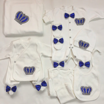 Blue Crown Jeweled Layette 10pcs - Baby Essentially
