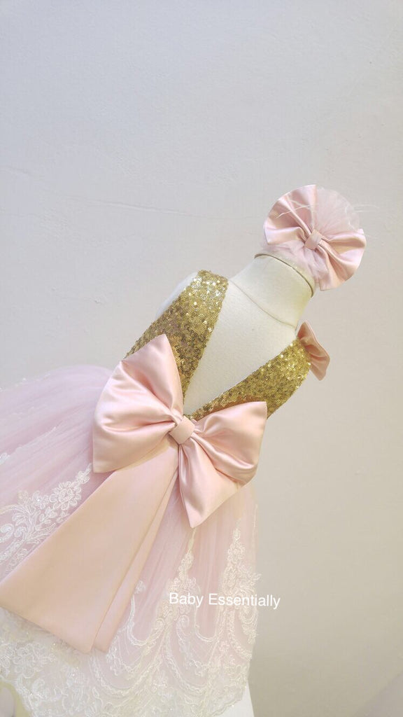 Alana Dress Blush & Gold - Baby Essentially
