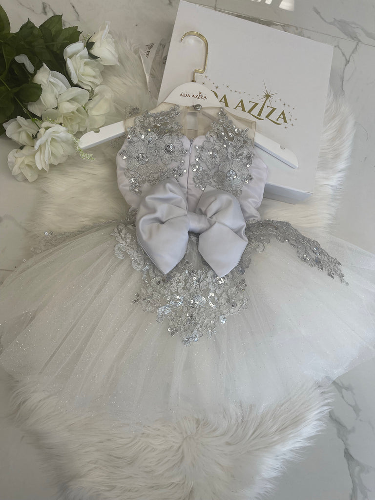 Gianna Dress White & silver - Baby Essentially