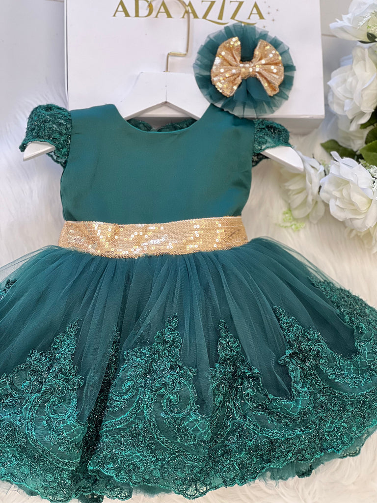 Lala Dress emerald green - Baby Essentially