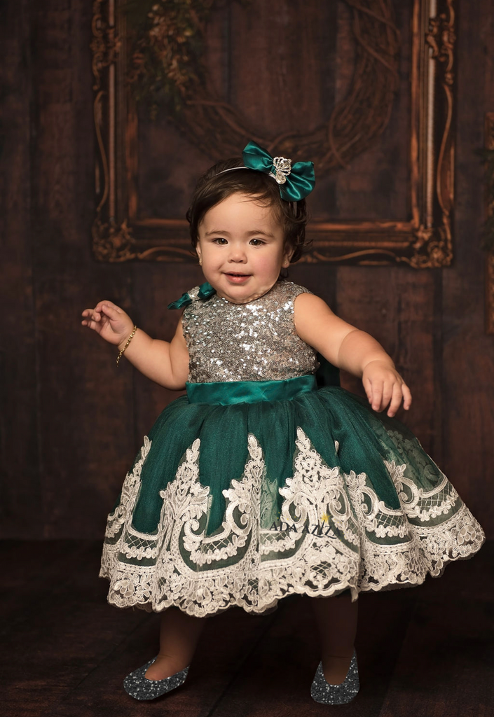Alana Dress Emerald - Baby Essentially