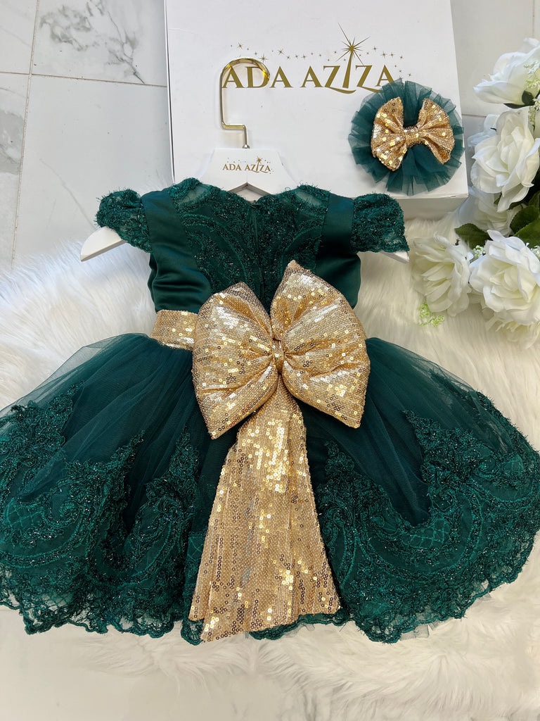 Lala Dress emerald green - Baby Essentially