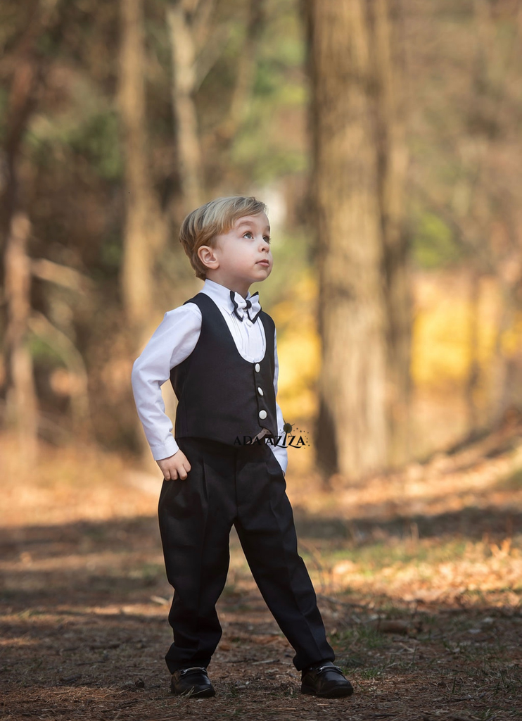 Ryder Suit White Bow Tie - Baby Essentially