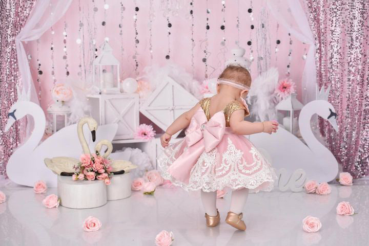 Alana Dress Blush & Gold - Baby Essentially