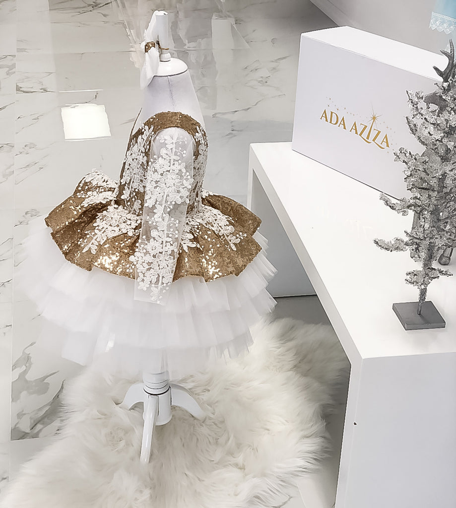 Sabrina Dress Gold - Baby Essentially