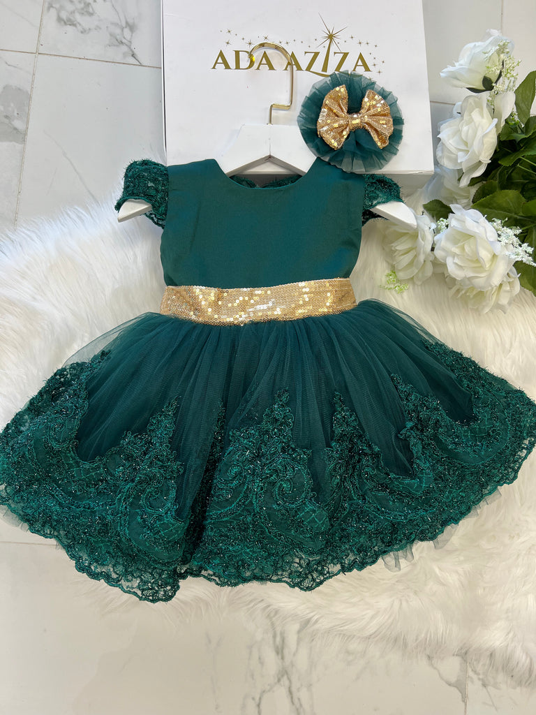 Lala Dress emerald green - Baby Essentially