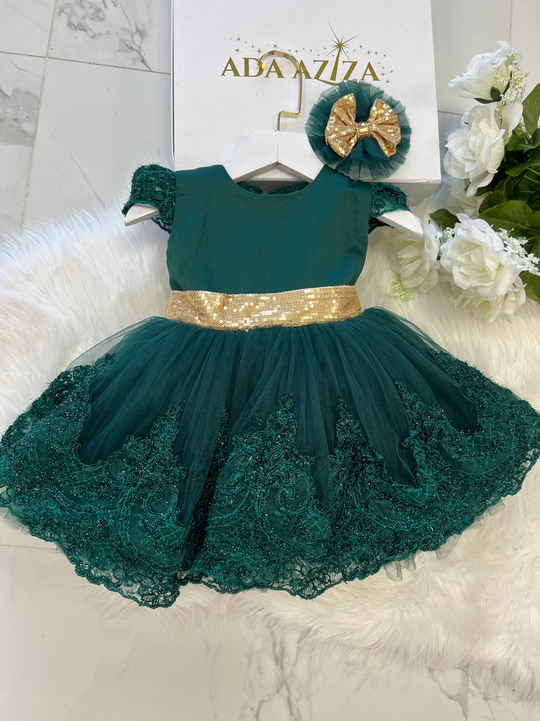 Lala Dress emerald green - Baby Essentially
